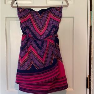 Express strapless faux wrap dress